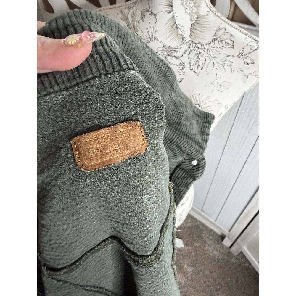 POL Corduroy Jacket Green Raw Hem Distressed Trucker Style Womens Size Medium - Picture 4 of 7